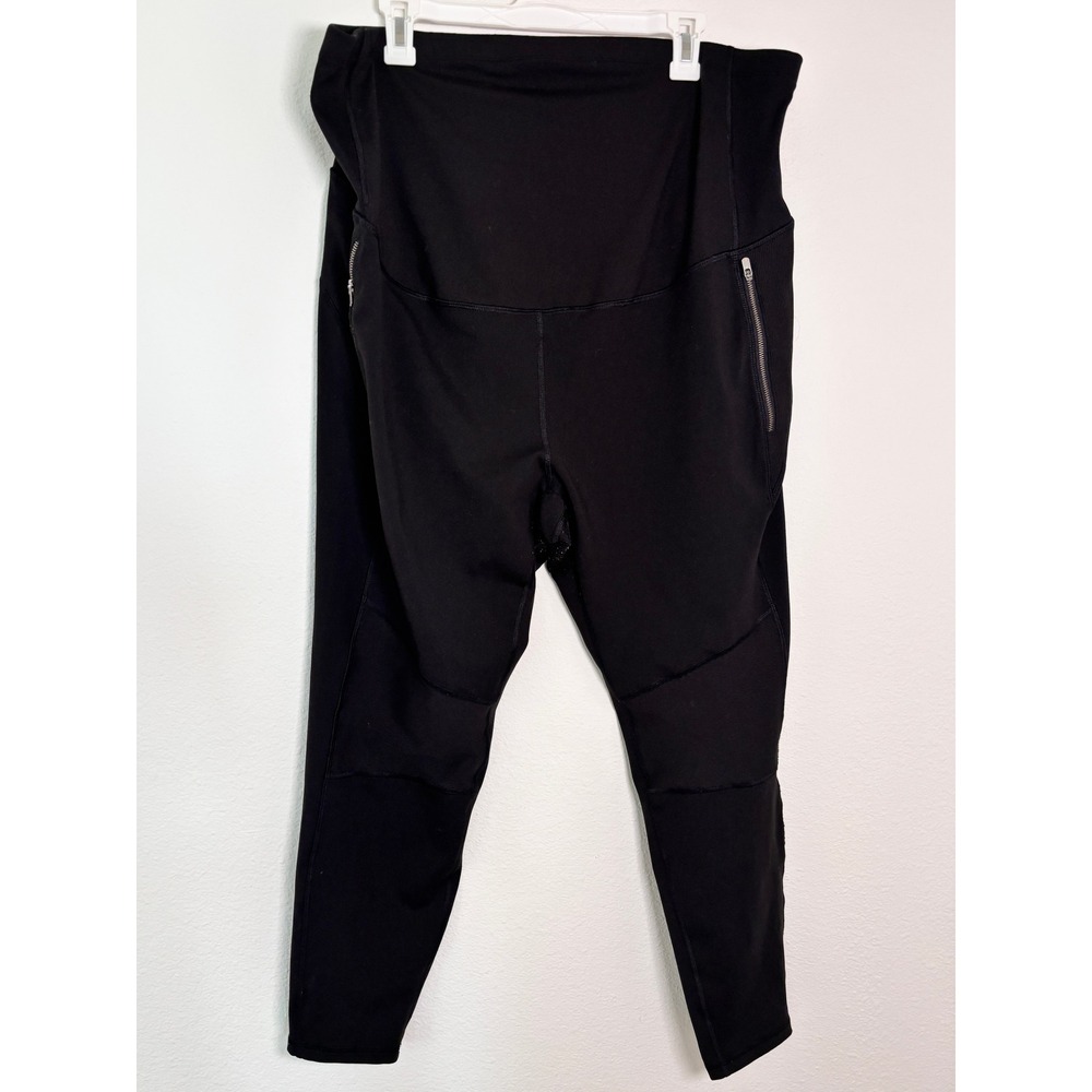 Old Navy Active Elevate Go-Dry Leggings Black Maternity Panel Zipper Pockets XXL